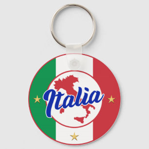 Italia Flagga & Karta Nyckelring