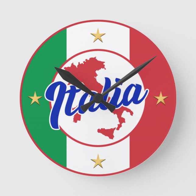 Italia Flagga & Karta Rund Klocka (Framsida)