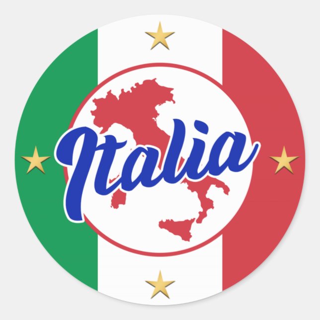 Italia Flagga & Karta Runt Klistermärke (Framsida)