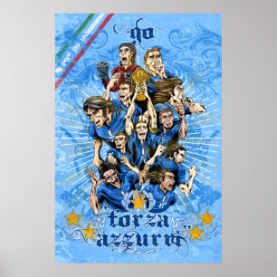 Italia Forza Azzurri fotbollCalcio konst - Poster