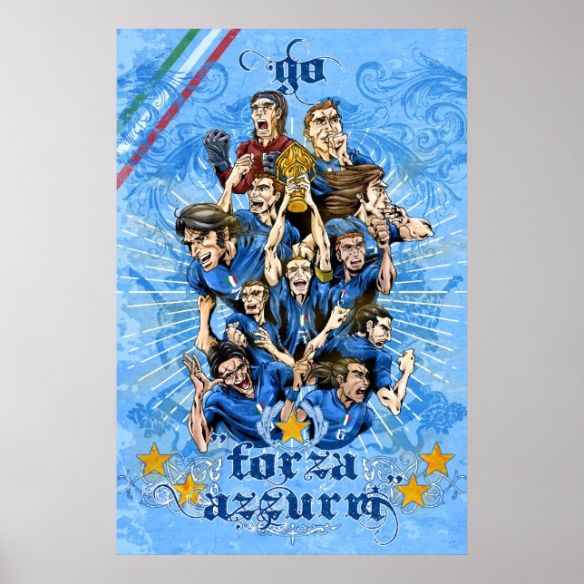 Italia Forza Azzurri Soccer Calcio art - Alejandro Poster (Framsidan)
