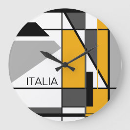 "Italia" Guld Black Grått White Geometric Design Stor Klocka