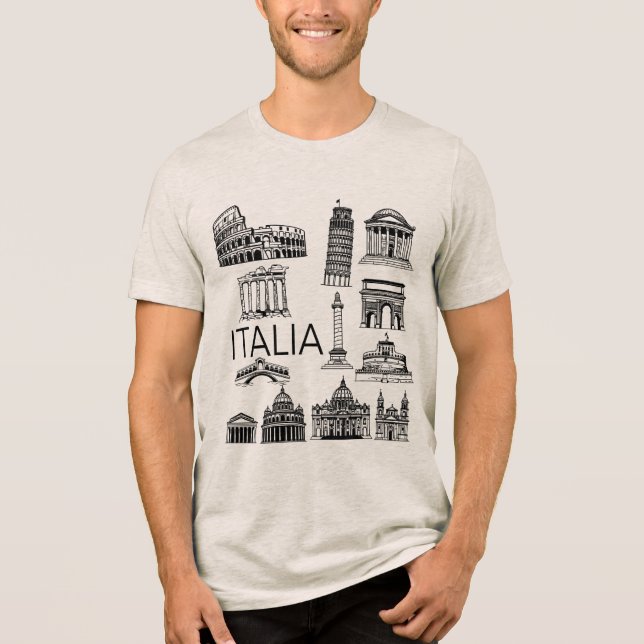 Italia Italian Monuments  T Shirt (Framsida)