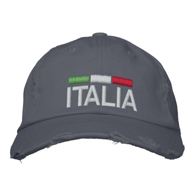 ITALIA-Italien broderade Baskkapseln i Distress Broderad Keps (Framsida)