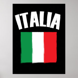 Italia Italien Flagga Fotboll Fläkt Poster