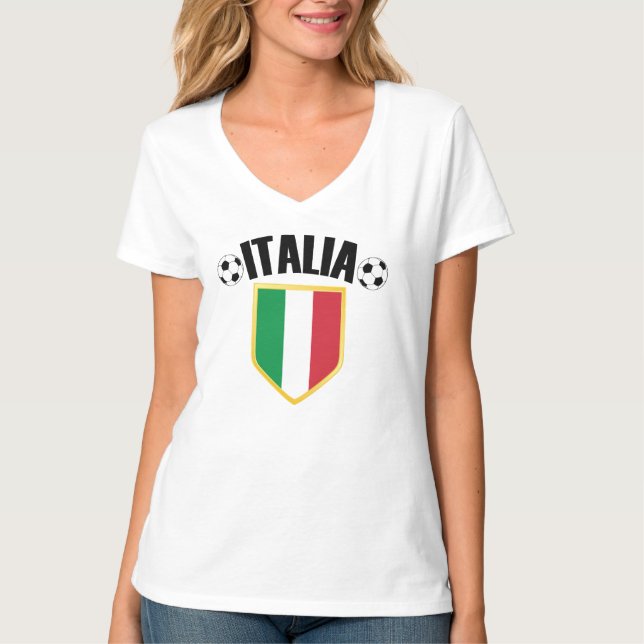 Italia Italien Flagga Fotboll Fläkt T Shirt (Framsida)
