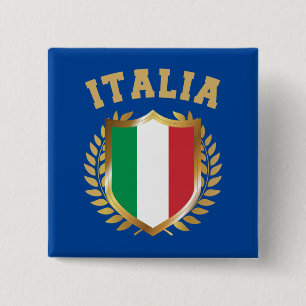 Italia/Italien Flagga Shield Knapp