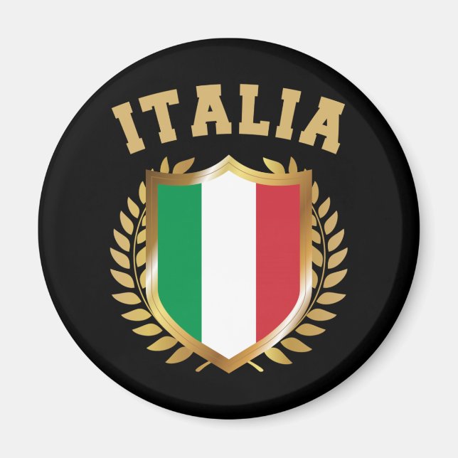 Italia/Italien Flagga Shield Magnet (Framsidan)