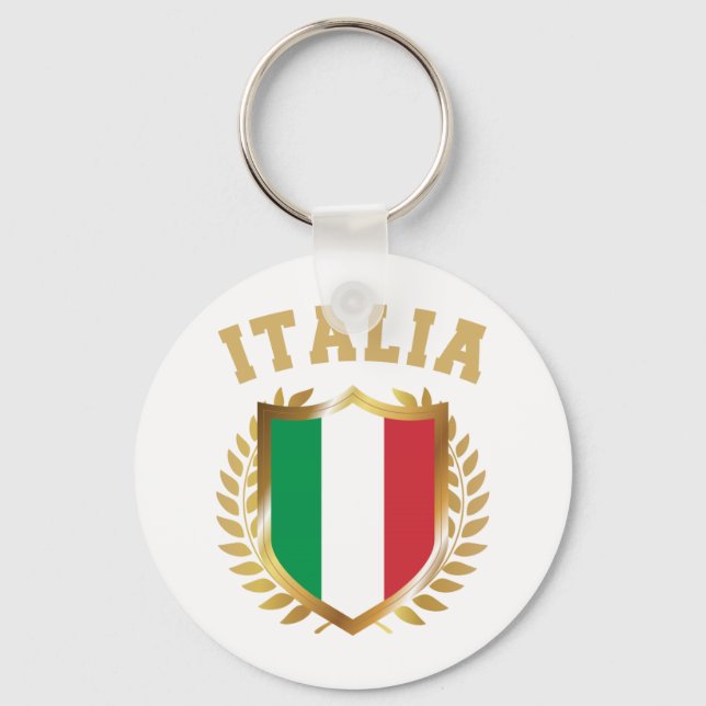 Italia/Italien Flagga Shield Nyckelring (Framsida)