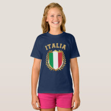 Italia/Italien Flagga Shield T-Shirt