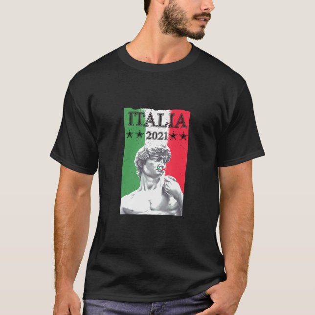 Italia Italien Jersey Flagga David Statue Soccer F T Shirt (Framsida)