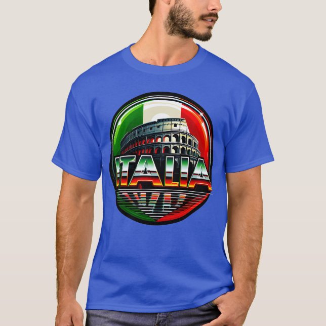 Italia (Kolosseum med italiensk flagga) T Shirt (Framsida)