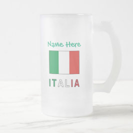 Italia och italienska flaggan Grön personalisering Frostat Ölglas
