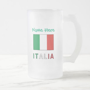 Italia och italienska flaggan Grön personalisering Frostat Ölglas