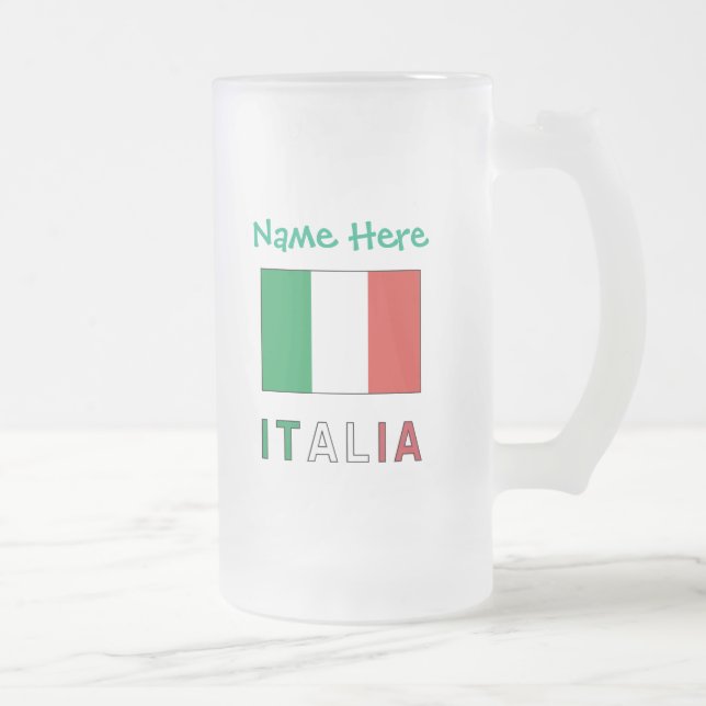 Italia och italienska flaggan Grön personalisering Frostat Ölglas (Höger)