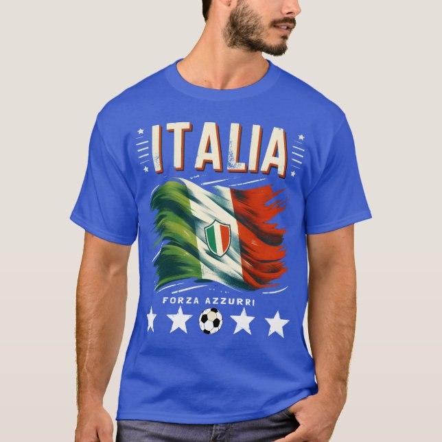 Italia Soccer Forza Azzurri T Shirt (Framsida)