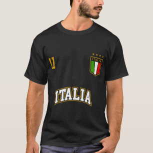 Italia Team Sports Number 11 Soccer Italy Flagga T Shirt