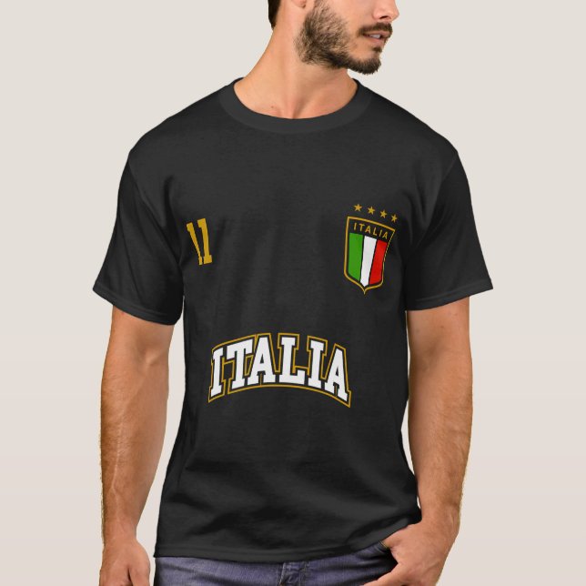 Italia Team Sports Number 11 Soccer Italy Flagga T Shirt (Framsida)