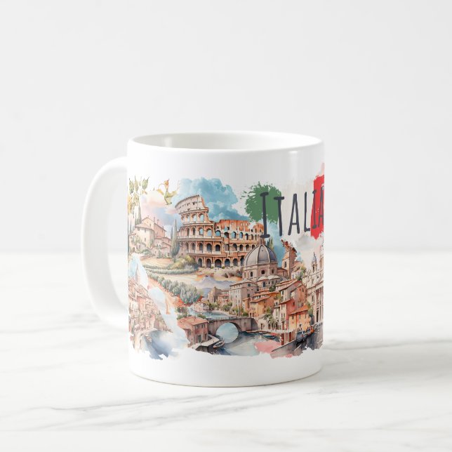 Italia Travel Mug Italian Lifestyle Gift Rome Art Kaffemugg (Framsida vänster)