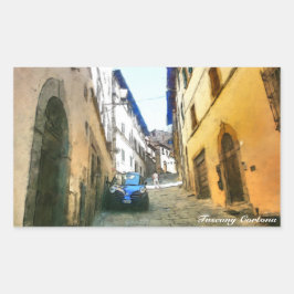Italia Tuscany Cortona. Rektangulärt Klistermärke