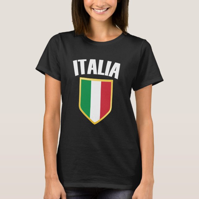 Italia Vapensköld Italien Flagga Fotboll Fläkt T Shirt (Framsida)