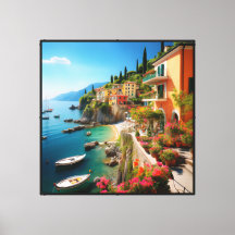 Italian Amalfi Coast Stretched Canvas Wall Art  
