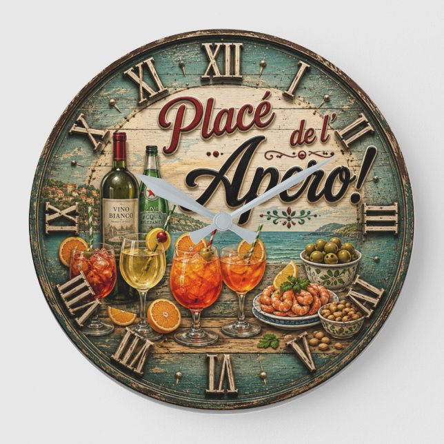 Italian Aperitivo Spritz Cocktail Kitchen Stor Klocka (Framsida)