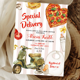 italian baby shower pizza special delivery inbjudningar