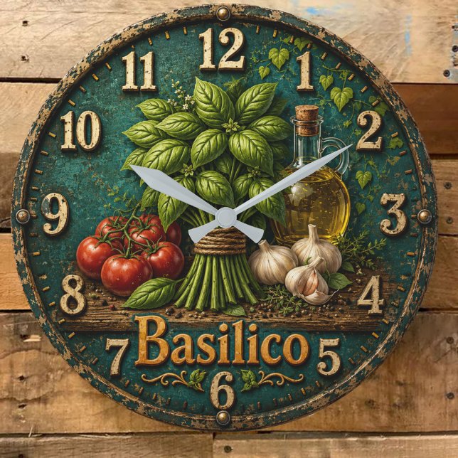 Italian Basil Kitchen  Rustic Farmhouse  Stor Klocka (Skapare uppladdad)