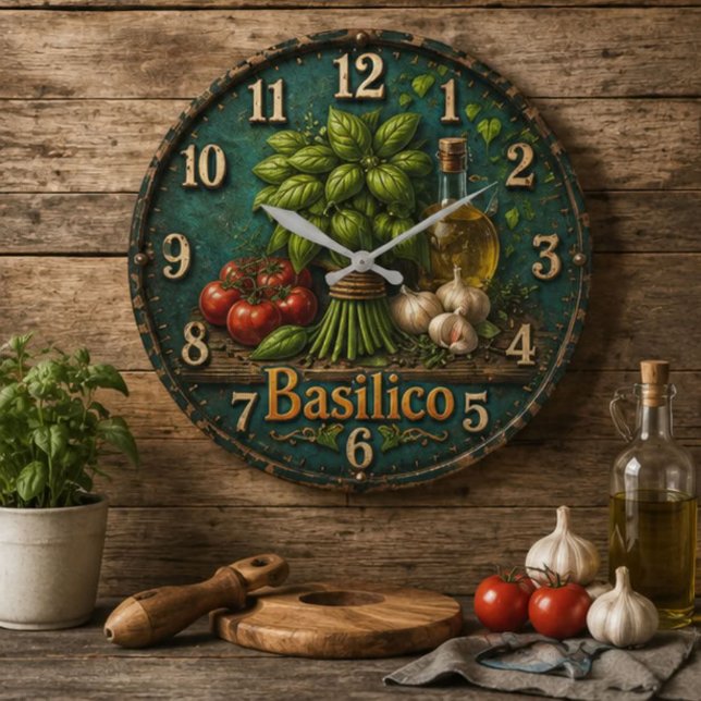 Italian Basil Kitchen  Rustic Farmhouse  Stor Klocka (Skapare uppladdad)