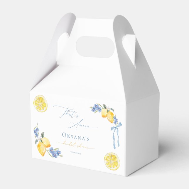 Italian Blue Bow Lemon That's Amore Bridal Shower Presentaskar (Framsidan Sidan)