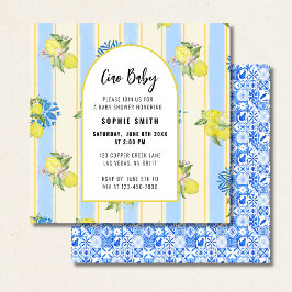 Italian Blue Tiles, Ciao Baby, Lemons square Inbjudningar