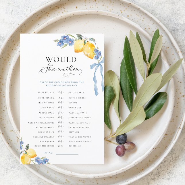 Italian Bow & Lemons Bridal Would She Rather Game (Skapare uppladdad)