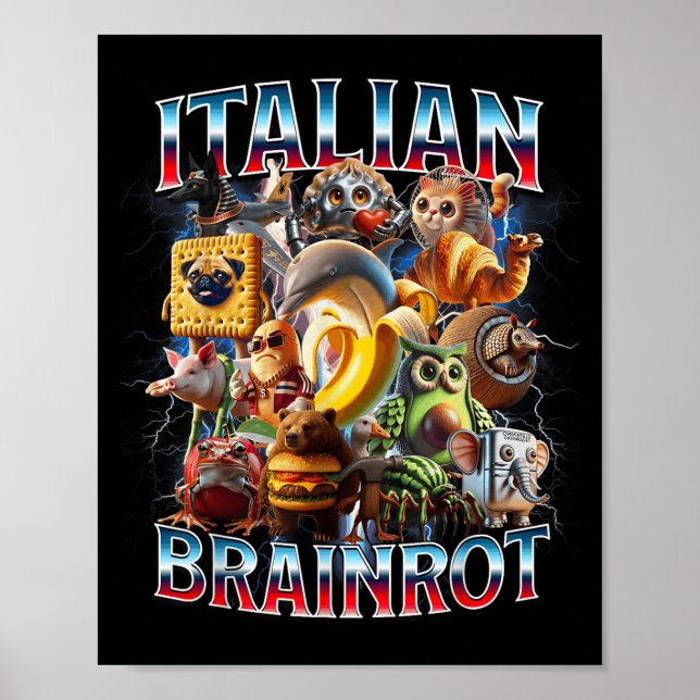 Italian Brain Rot Italian Brainrot Funny Memes Boy Poster (Framsidan)