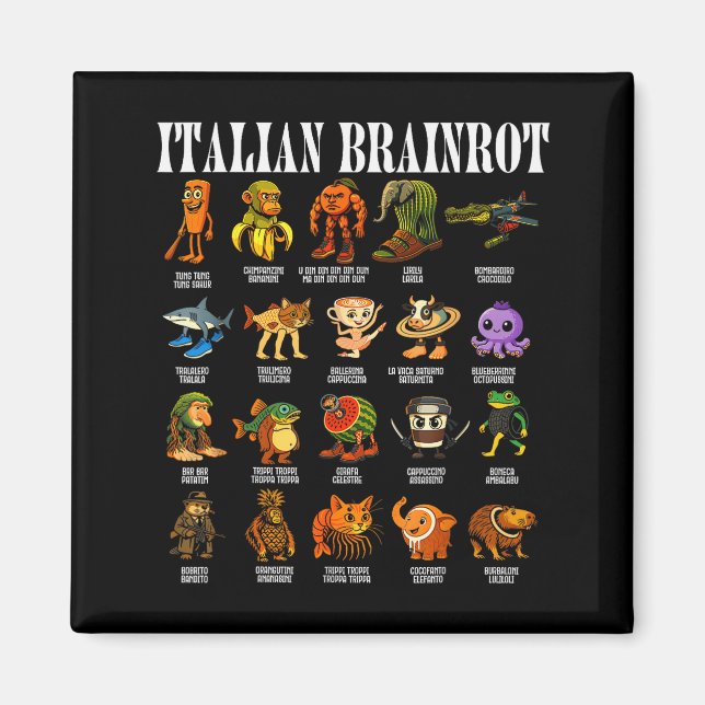 Italian Brain Rot Italian Brainrot Funny Memes  Magnet (Framsidan)