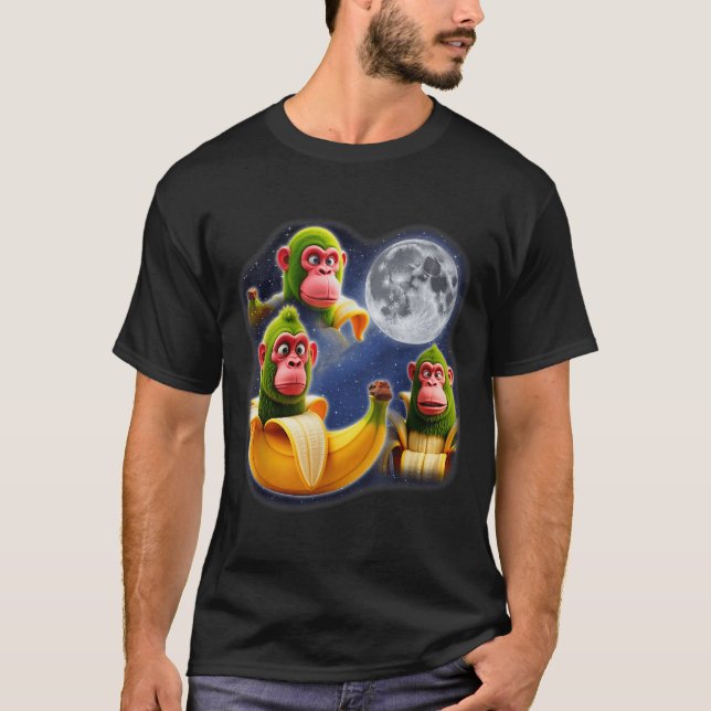 Italian Brainrot Chimpanzini Bananini 3 Moon Weird T Shirt (Framsida)