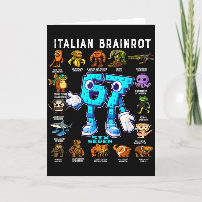 Italian Brainrot Funny 67 Meme Birthday Decoration Kort (Framsida)