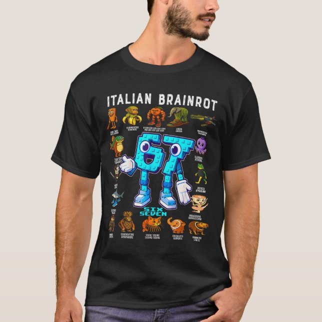 Italian Brainrot Funny 67 Meme Birthday Decoration T Shirt (Framsida)