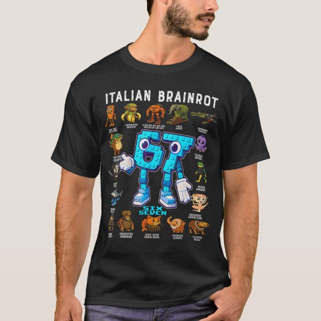 Italian Brainrot Funny 67 Meme Birthday Decoration T Shirt (Framsida)