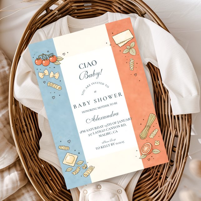 Italian Café Doodle Baby Shower Inbjudningar (Skapare uppladdad)