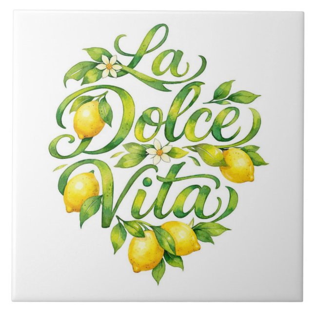 Italian Ceramic Lemon La Dolce Vita Kakelplatta (Framsidan)