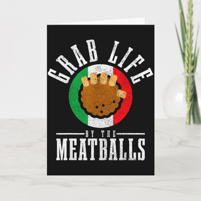 Italian Chef Grab Life By The Meat Funny Italy Ita Kort (Framsida)