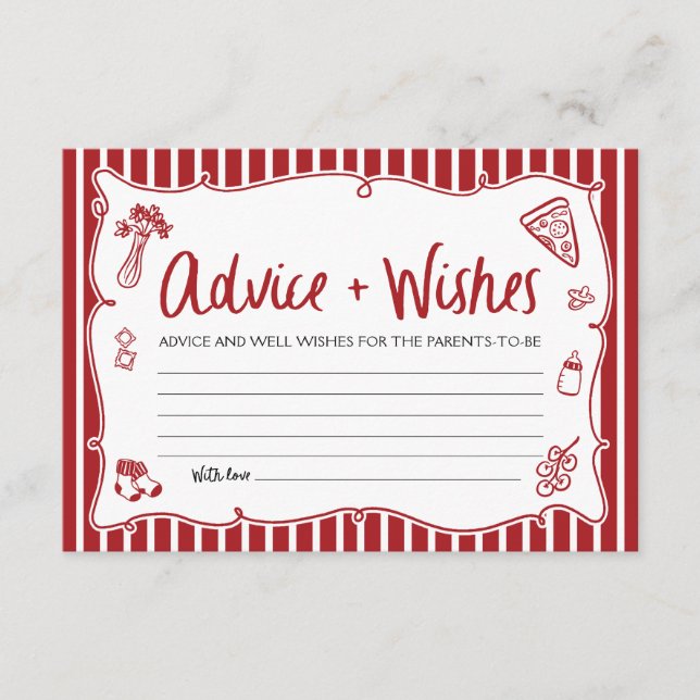 Italian Ciao Bambino Advice and Wishes Baby Shower Tilläggskort (Framsida)
