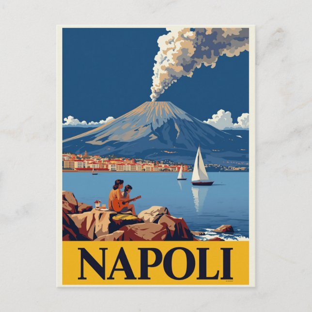 Italian Coast Naples Vesuvius Artwork Vykort (Framsida)