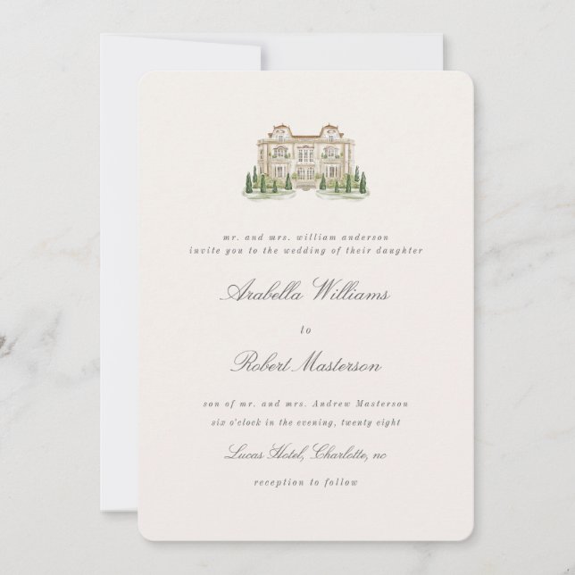 Italian Countryside Elegant Wedding Invitation Inbjudningar (Framsida)