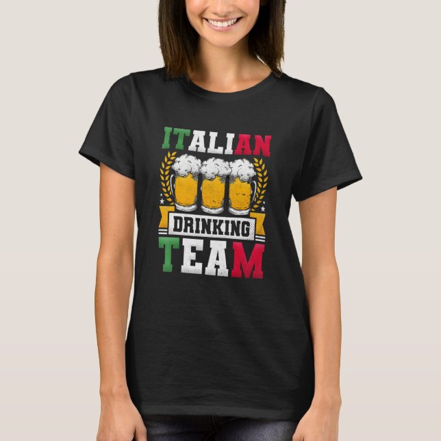 Italian Drinking Team Beer Day T Shirt (Framsida)