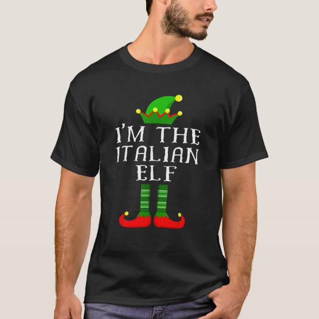 Italian Elf  Matching Family Christmas Tee Tee  (Framsida)