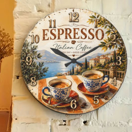 Italian Espresso Coffee Stor Klocka