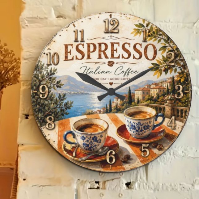 Italian Espresso Coffee Stor Klocka (Skapare uppladdad)