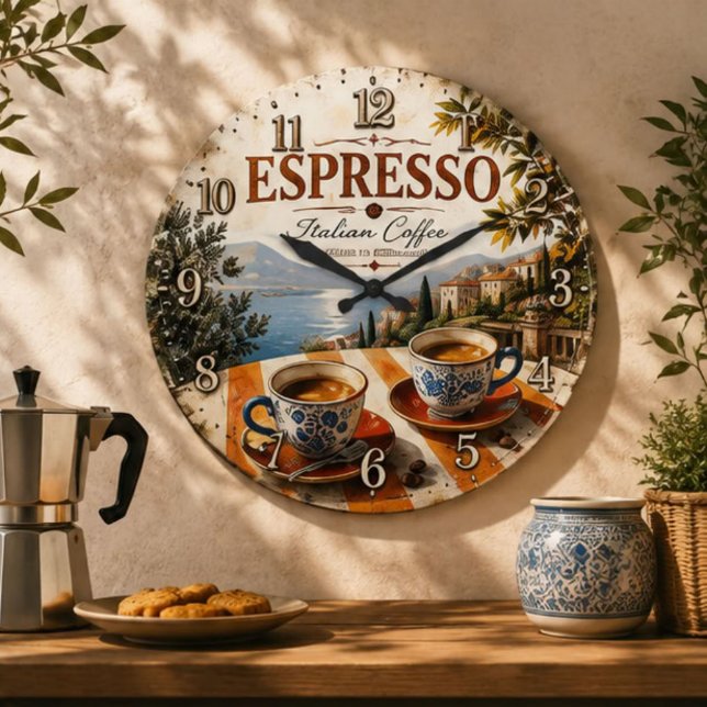 Italian Espresso Coffee Stor Klocka (Skapare uppladdad)